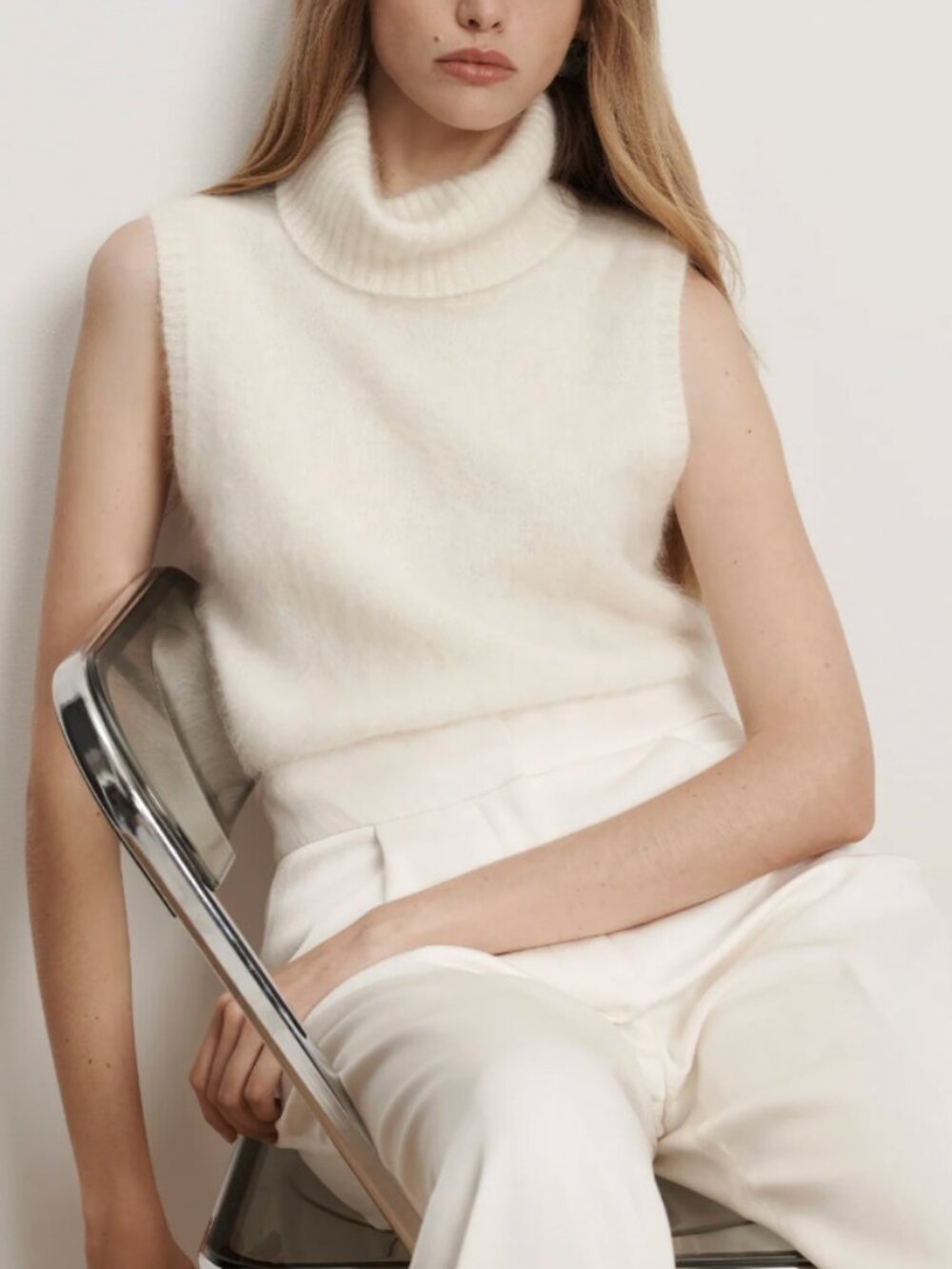 NWT Veronica Beard Mazzy Cashmere XS/S Ivory Sleeveless Sweater Knit Designer